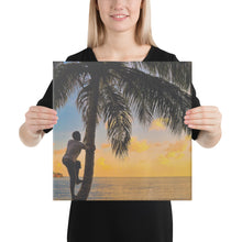 Load image into Gallery viewer, St. Vincent and the Grenadines Canvas Wall Art - Sunset Coconut Tree Climber