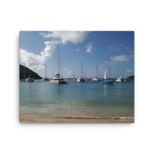 Load image into Gallery viewer, Canvas wall art of sailboats and catamarans anchored in Mayreau, St. Vincent