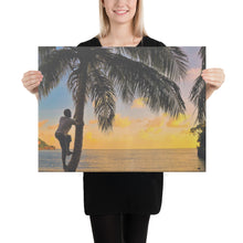 Load image into Gallery viewer, St. Vincent and the Grenadines Canvas Wall Art - Sunset Coconut Tree Climber