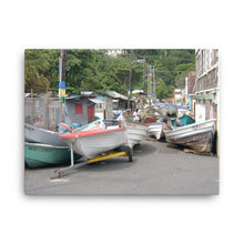Load image into Gallery viewer, St. Vincent and the Grenadines Canvas Wall Art - Protecting Boats From A Storm in Bottom Town/ Rose Place