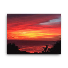 Load image into Gallery viewer, 18x24 canvas wall art showing a photograph of a vibrant sunset in St. Vincent and the Grenadines.