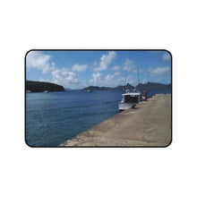 Load image into Gallery viewer, desk mat featuring a picture of a boat at the wharf in Mayreau