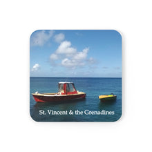 Load image into Gallery viewer, St. Vincent and the Grenadines 4 piece Coaster Set (Corkwood) Bobbing Boats