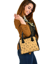 Load image into Gallery viewer, brown and black leather shoulder bag decorated with stars