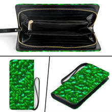Load image into Gallery viewer, clutch purse decorated with an green marble design