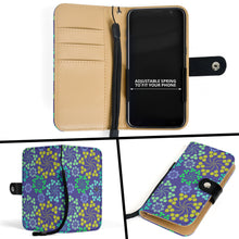 Load image into Gallery viewer, Wallet Phone Case - Blue Bubble Floral