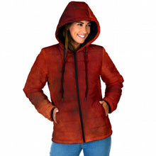 Load image into Gallery viewer, Women's Padded Hooded Jacket - Autumn Fire