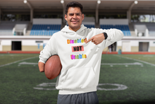 Load image into Gallery viewer, a football player with an amputated hand wearing a white hoodie stating 'Disabled NOT Unable' in multi-colored letters