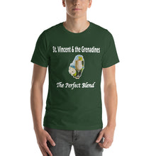 Load image into Gallery viewer, forest green short sleeve unisex t-shirt captioned St. Vincent and the Grenadines - the perfect blend
