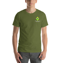 Load image into Gallery viewer, Olive t-shirt with Hairouna Gems logo on the left breast.