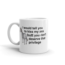 Load image into Gallery viewer, Kiss My Ass Sarcastic White glossy mug (Right hand)