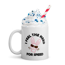 Load image into Gallery viewer, Bunny's Need For Speed, White glossy mug