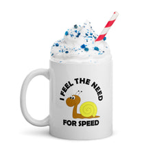 Load image into Gallery viewer, Snail's Need For Speed, White glossy mug