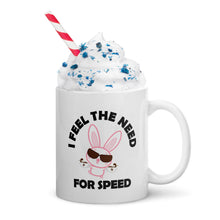 Load image into Gallery viewer, Bunny's Need For Speed, White glossy mug