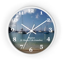 Load image into Gallery viewer, Mayreau Beach Wall Clock, 10 inch round wall clock showing a picture of Mayreau beach in St. Vincent and the Grenadines
