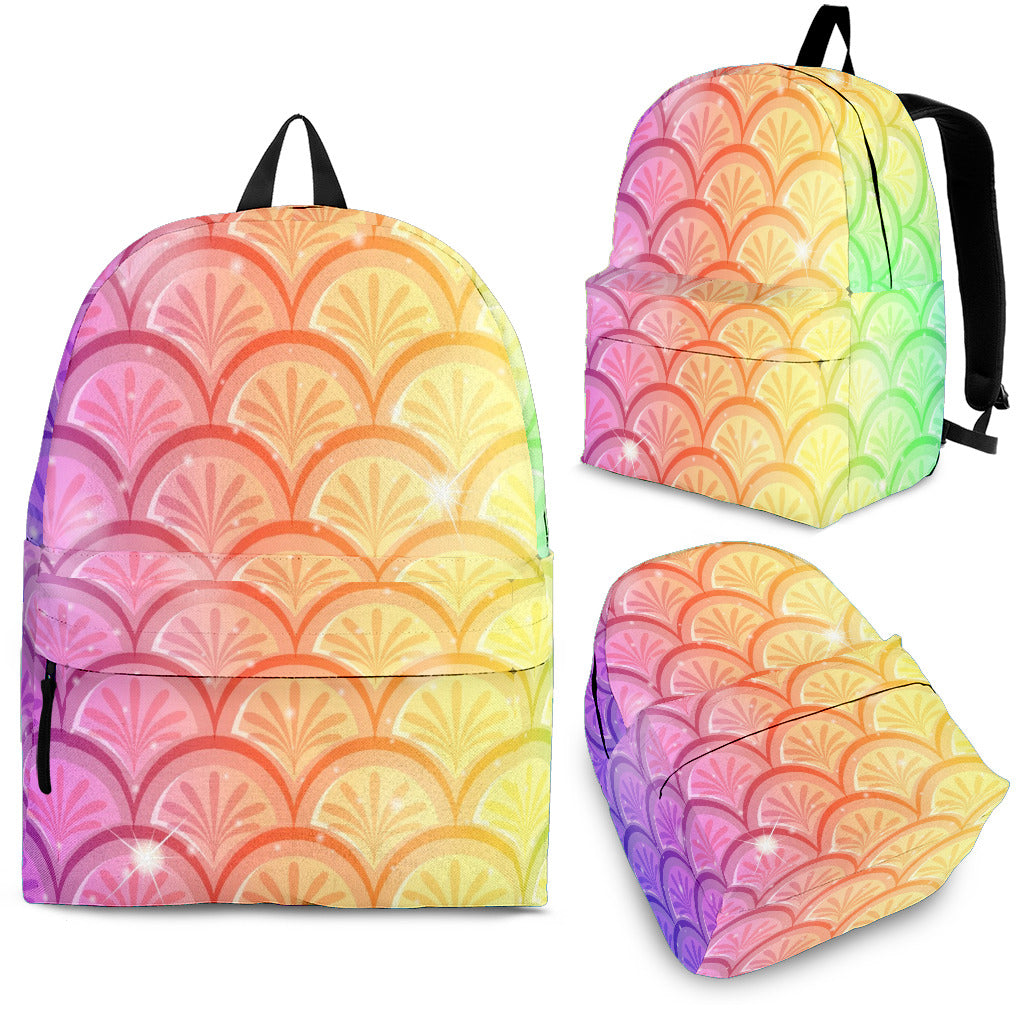 unisex backpack with multicolored mermaid scales design