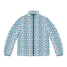 Load image into Gallery viewer, Blue Geometric  Men&#39;s Puffer Jacket (AOP)
