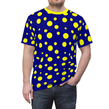 Load image into Gallery viewer, Yellow Spotted Dark Blue Unisex Tee
