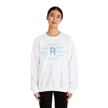 Load image into Gallery viewer, R Alphabet Sweatshirt, Alphabet Initial &quot;R&quot; Motivational, Optimistic, Mental Health Unisex Heavy Blend™ Crewneck Sweatshirt, Self-affirming Sweatshirt
