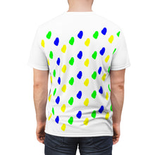Load image into Gallery viewer, St. Vincent and the Grenadines Map Unisex Cut &amp; Sew Tee (AOP), St. Vincent and the Grenadines National Colors,  St. Vincent and Grenadines Independence Shirt
