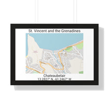 Load image into Gallery viewer, Chateaubelair St. Vincent and the Grenadines Map Framed Print Poster, City Map Print Poster, Framed Vertical Poster Framed Horizontal Poster
