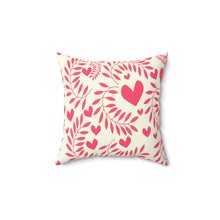 Load image into Gallery viewer, Spun Polyester Pink Hearts Square Pillow - Thanks For Your Love Mom
