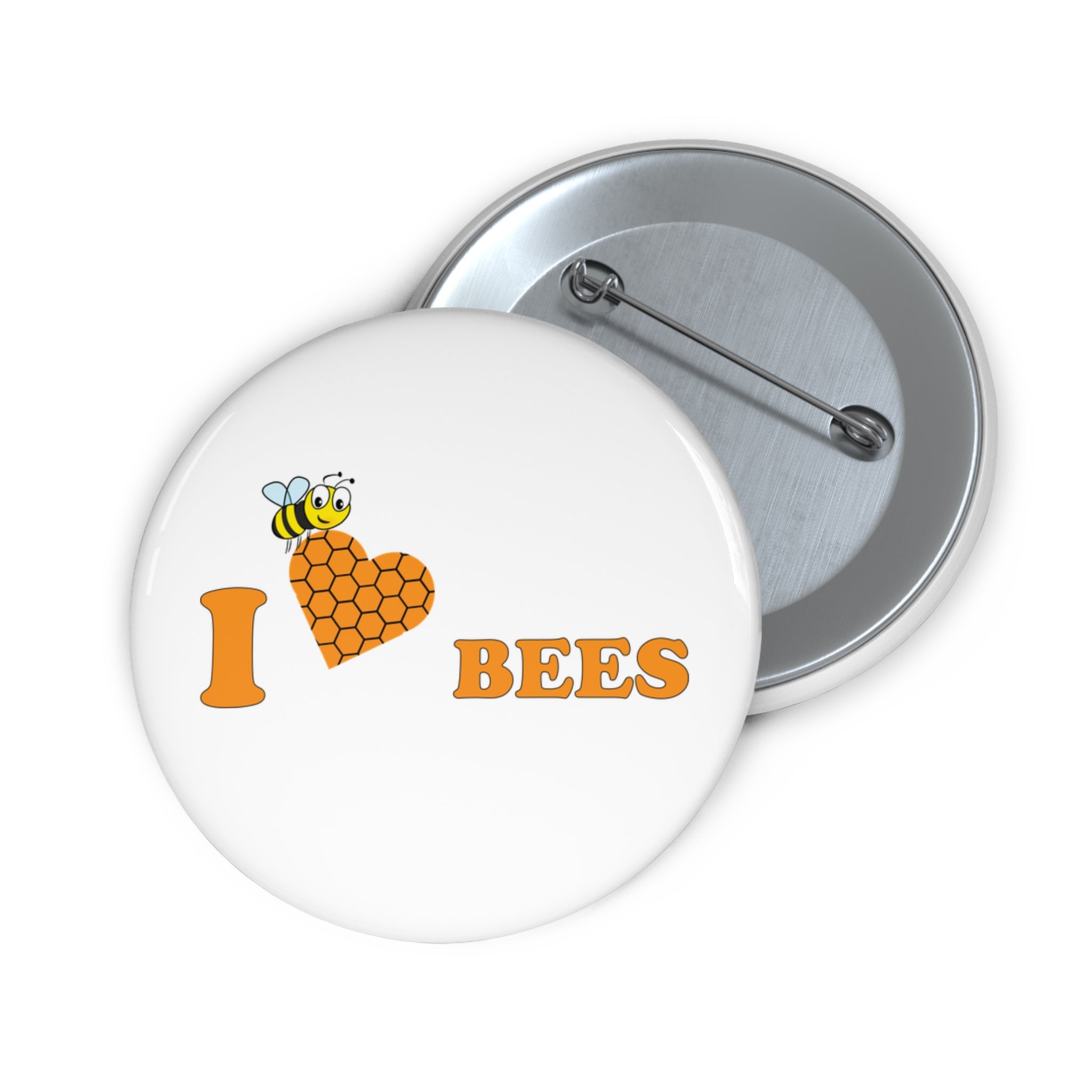 I Love Bees Honeycomb Heart Pin Button – Cute Smiling Bee Eco-Love Badge Bee Lover Pin Button