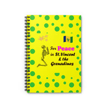 Load image into Gallery viewer, St. Vincent and the Grenadines Praying for Peace Green Spotted Yellow, Spiral Lined Notebook

