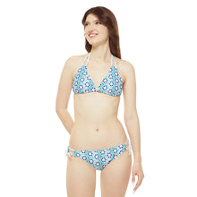 Load image into Gallery viewer, Blue Hexagon Strappy Bikini Set
