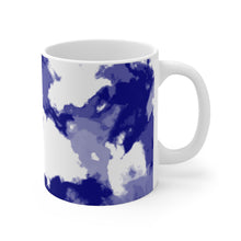 Load image into Gallery viewer, 11oz ceramic coffee mug with a blue, white and grey foamy sea design
