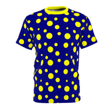 Load image into Gallery viewer, Yellow Spotted Dark Blue Unisex Tee
