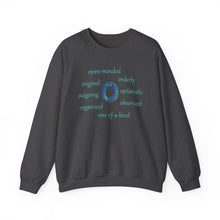 Load image into Gallery viewer, O Alphabet Sweatshirt, Alphabet Initial &quot;O&quot;, Motivational, Mental Health, Optimistic Unisex Heavy Blend™ Crewneck Sweatshirt, Self-affirming Sweatshirt
