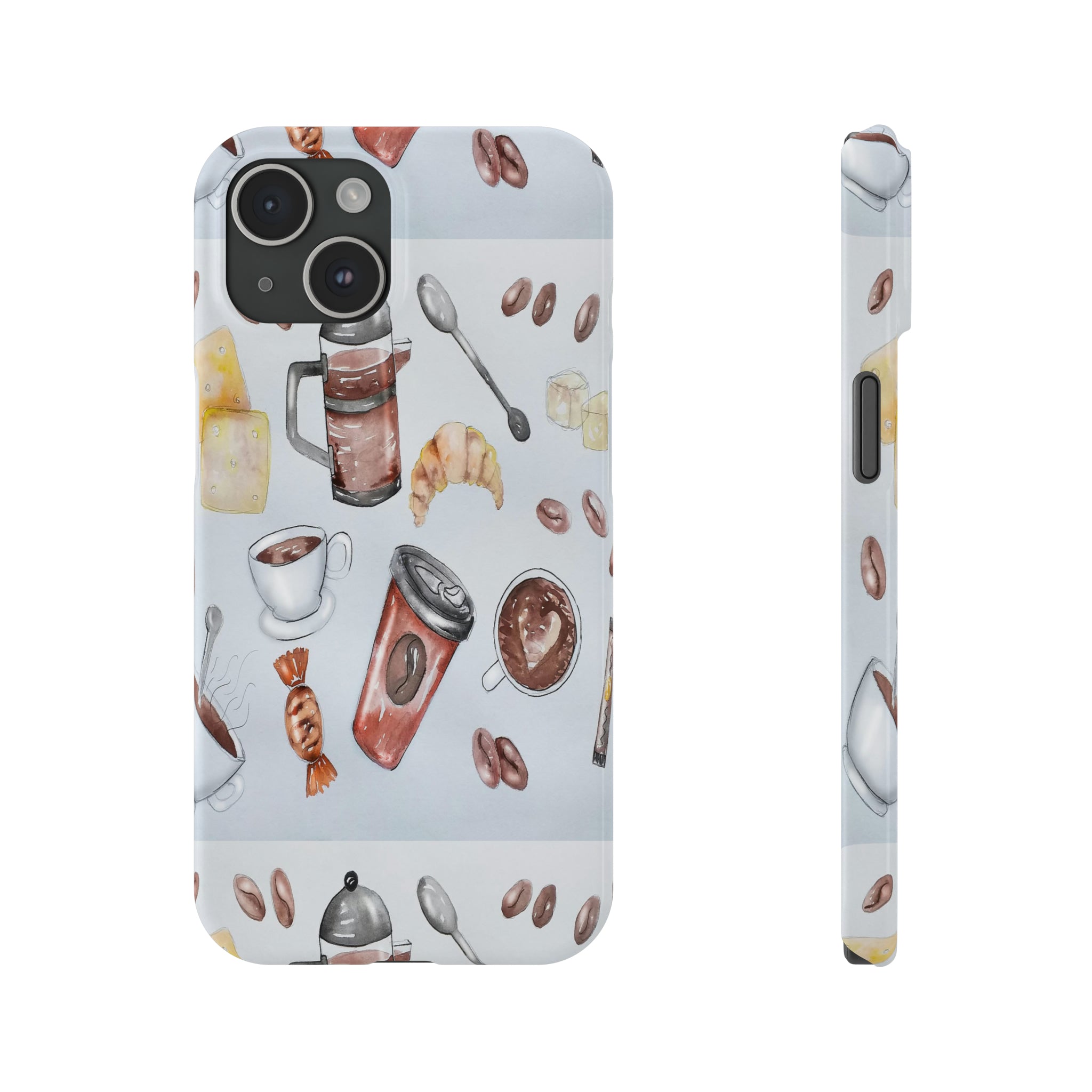 tough iphone slim phone cases with coffee lovers design in a variety of sizes