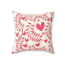 Load image into Gallery viewer, Spun Polyester Pink Hearts Square Pillow - Thanks For Your Love Mom
