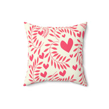 Load image into Gallery viewer, Spun Polyester Pink Hearts Square Pillow - Thanks For Your Love Mom
