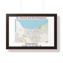 Load image into Gallery viewer, Chateaubelair St. Vincent and the Grenadines Map Framed Print Poster, City Map Print Poster. Village Map Print Poster, Road Map Print Poster, Framed Vertical Poster Framed Horizontal Poster
