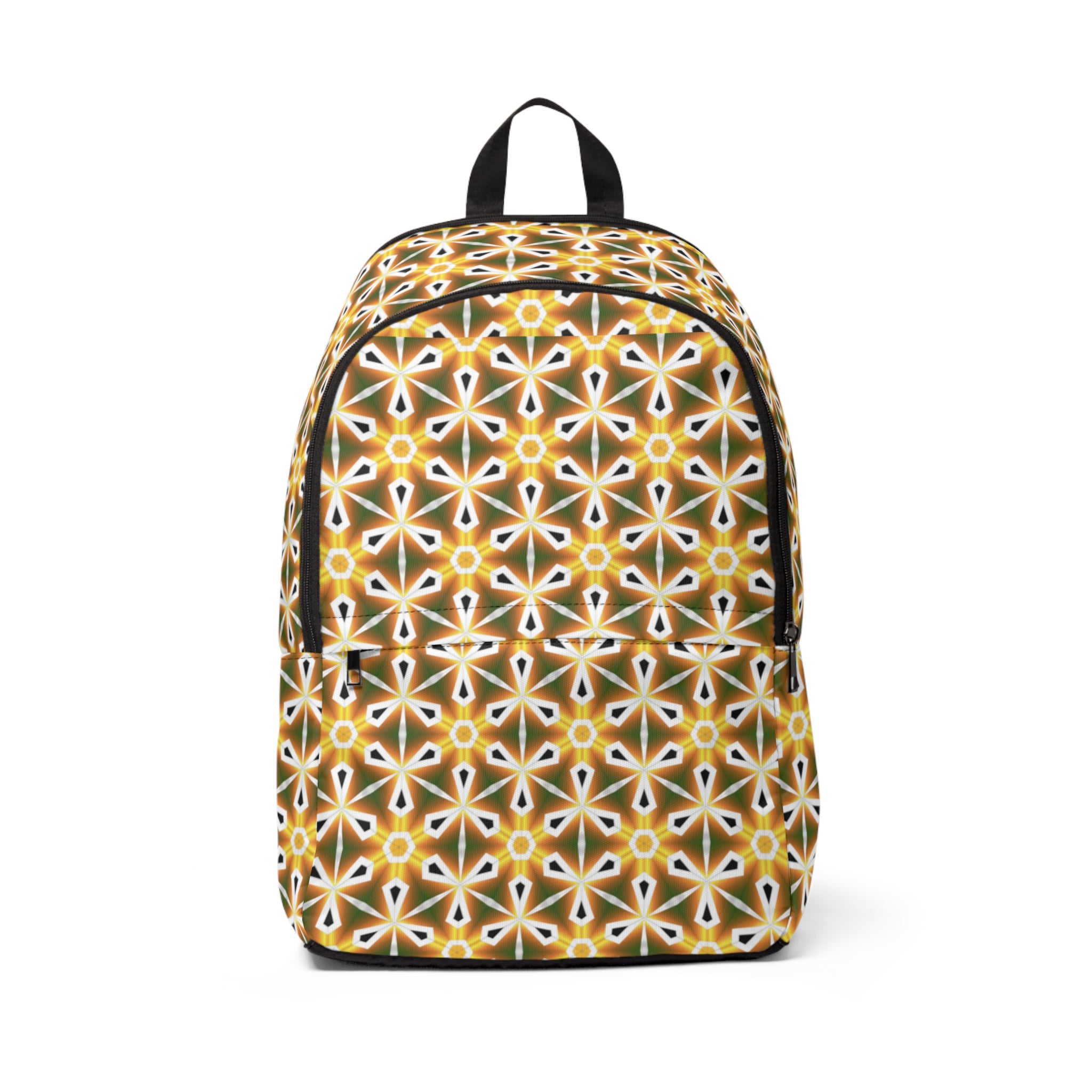 Unisex Fabric Backpack Golden Diamond Flower