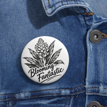 Load image into Gallery viewer, Blooming Fantastic Ginger Torch Lily Pin – Black and White Tropical Flower Button Badge, Botanical Art Accessory
