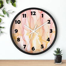 Load image into Gallery viewer, Pastel Wisps Wall Clock, Pink and Orange Wave Wall Clock
