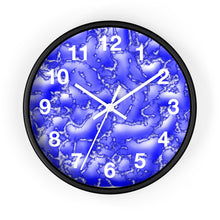 Load image into Gallery viewer, 10 inch round wall clock with a blue cracked lava design.
