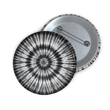 Load image into Gallery viewer, Grey &amp; Black Tie-Dye Bull’s-Eye Pin Button – Modern Monochrome Style Badge
