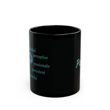Load image into Gallery viewer, P Alphabet 11oz Mug, Initial Letter  Mug, Self-affirming Mug, Mental Health Black Coffee Mug, Motivation Mug
