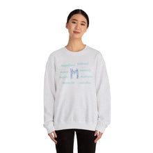 Load image into Gallery viewer, M Alphabet Sweatshirt, Optimistic, Mental Health, Motivational Alphabet Initial &quot;M&quot; Unisex Heavy Blend™ Crewneck Sweatshirt, Self-affirming Sweatshirt
