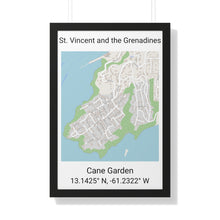 Load image into Gallery viewer, Cane Garden St. Vincent and the Grenadines Map Framed Print Poster, City Map Print Poster, Framed Vertical Poster
