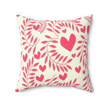 Load image into Gallery viewer, Spun Polyester Pink Hearts Square Pillow - Thanks For Your Love Mom
