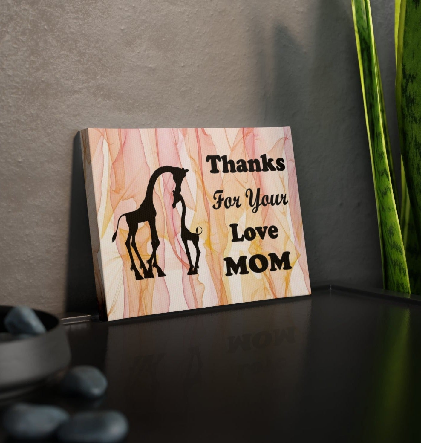 Giraffe Canvas Photo Tile - Thanks For Your Love Mom
