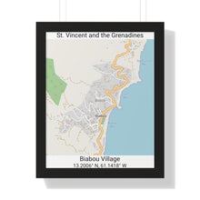 Load image into Gallery viewer, Framed Print Poster of Biabou village St. Vincent and the Grenadines Map 
