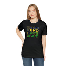 Load image into Gallery viewer, St. Vincent and the Grenadines Independence Day, National Colors Unisex Jersey Short Sleeve Tee
