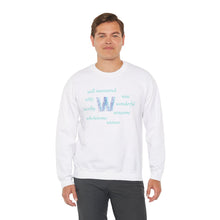 Load image into Gallery viewer, W Alphabet Sweatshirt, Motivational, Optimistic, mental Health, Alphabet Initial &quot;W&quot; Unisex Heavy Blend™ Crewneck Sweatshirt, Self-affirming Sweatshirt
