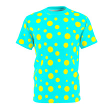 Load image into Gallery viewer, Yellow Spotted Bright Blue Unisex Tee
